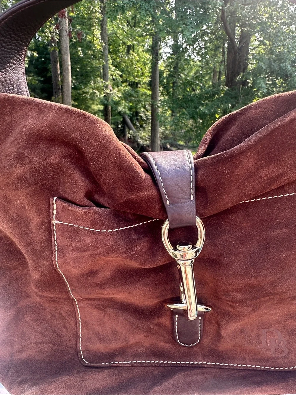 Dooney and Bourke Brown Cognac Suede Hobo